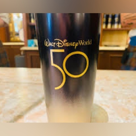 Walt Disney Workd 50th Anniversary Starbucks Black and Gold Tumbler - Picture 5 of 8